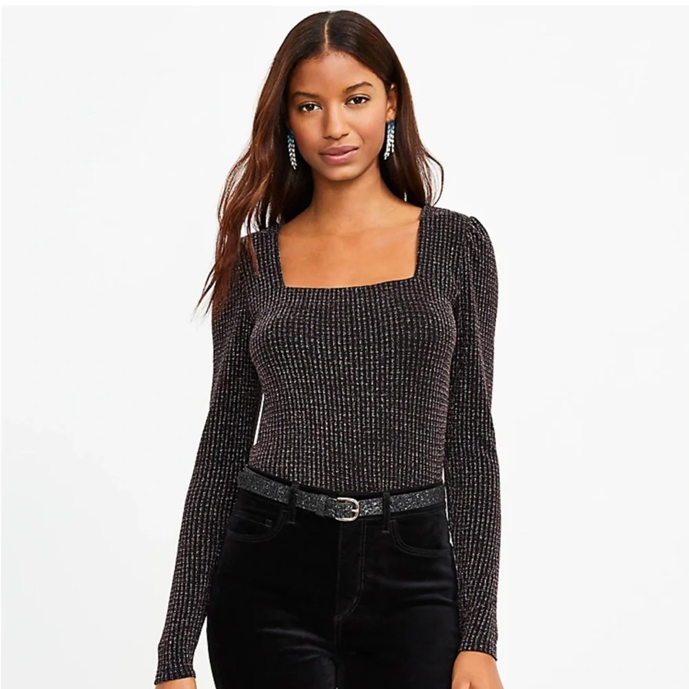 NWT Loft Shimmer Ribbed Top size XL
